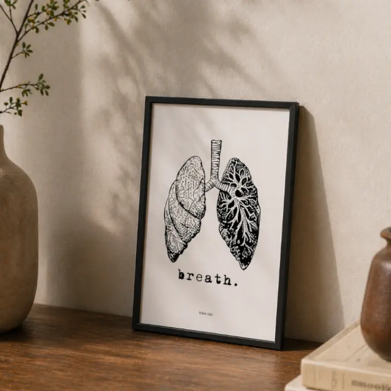 poster respira breath con cornice nera A4