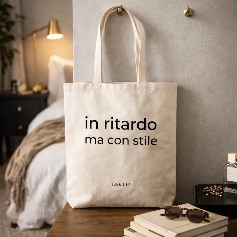 shopper in cotone in ritardo ma con stile idealab personalizzata