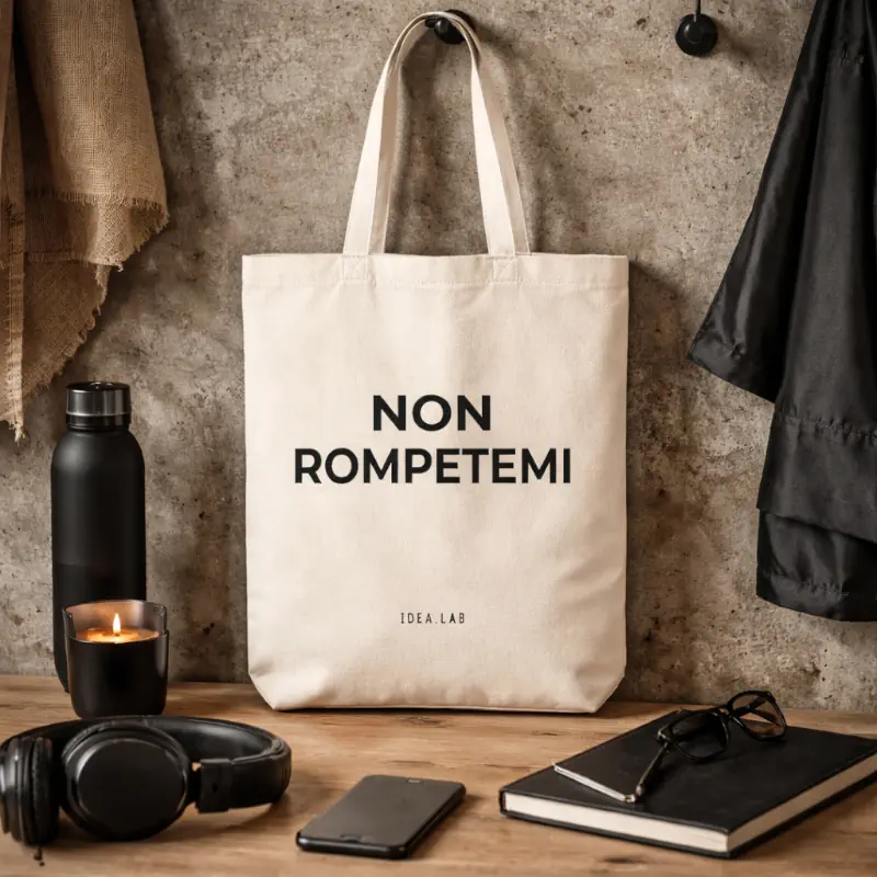 Shopper personalizzata non rompetemi in cotone naturale Idea.lab minimal ironica