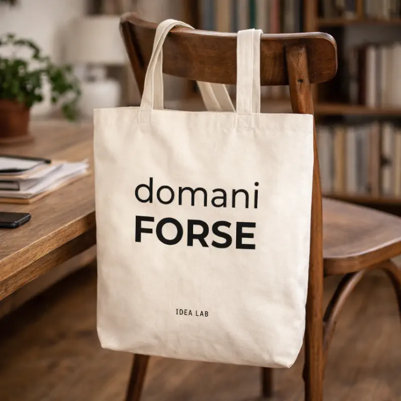 Shopper personalizzata domani forse in cotone naturale Idea.lab in ambiente casa ufficio
