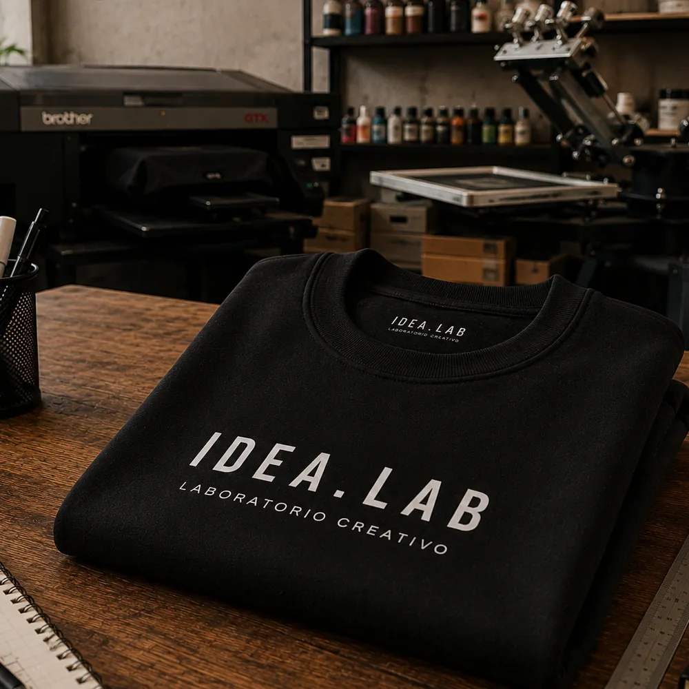 Felpa personalizzata realizzata nel laboratorio Idea.lab di Ivrea