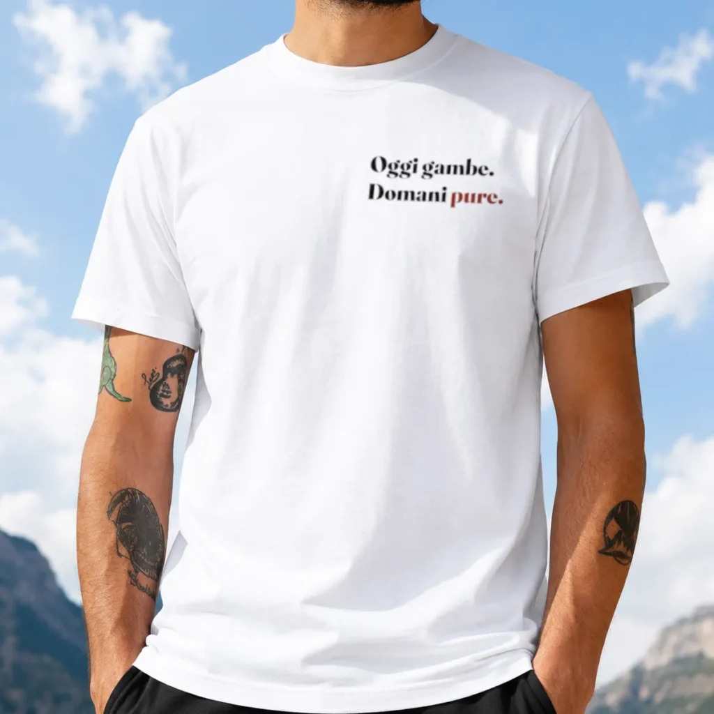 Maglietta in cotone Oggi gambe Domani pure indossata della collezione Trail Therapy