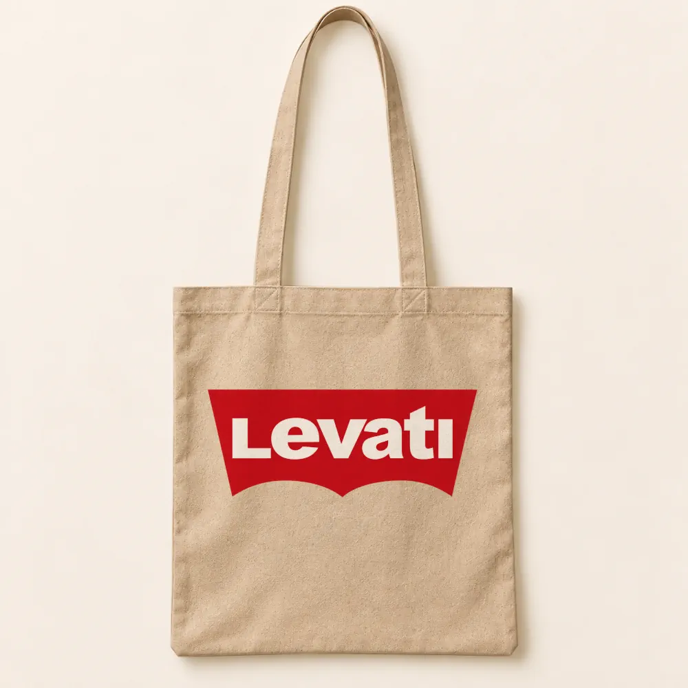 Shopper Levati in cotone naturale con grafica rossa