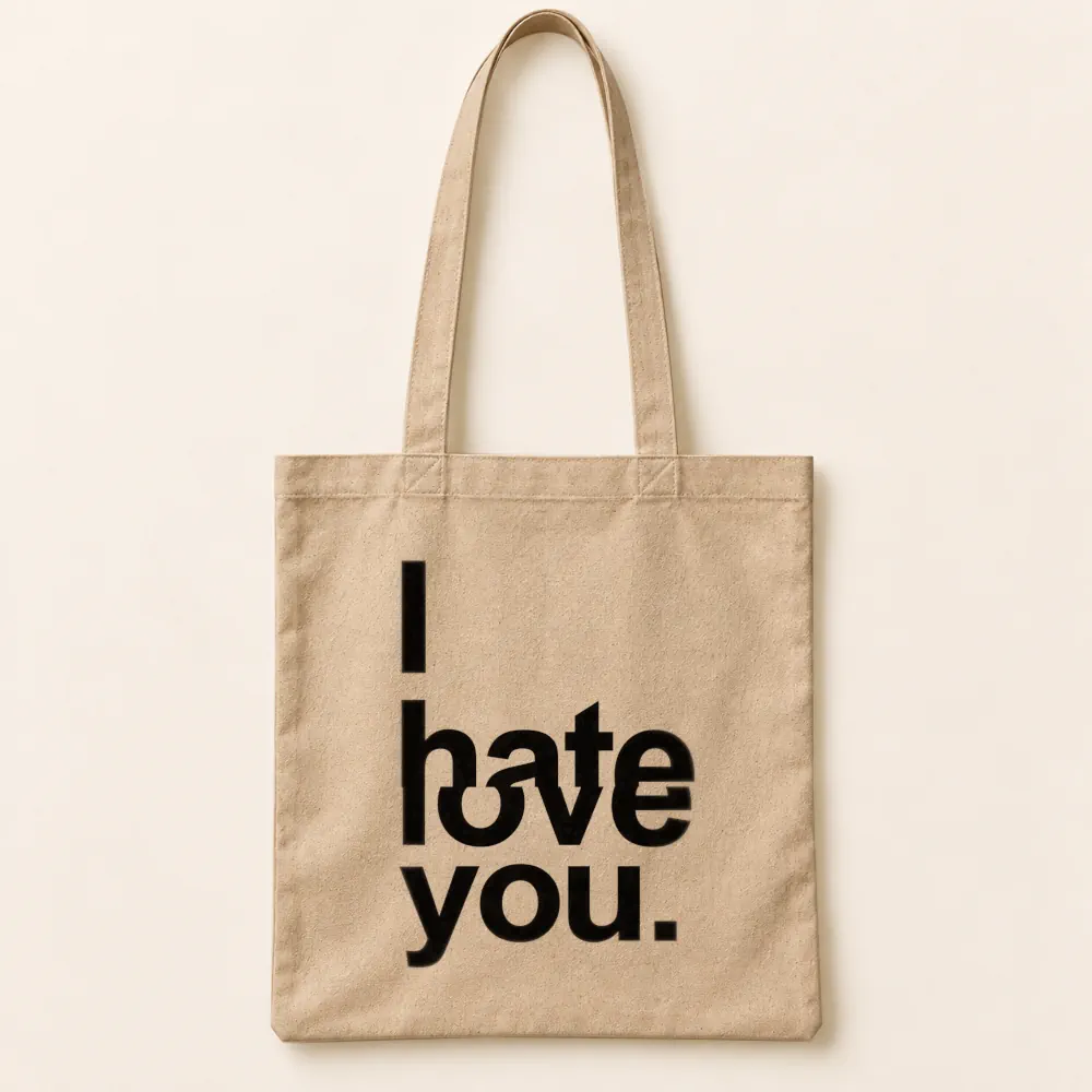 Shopper I Hate Love You con scritta tipografica nera