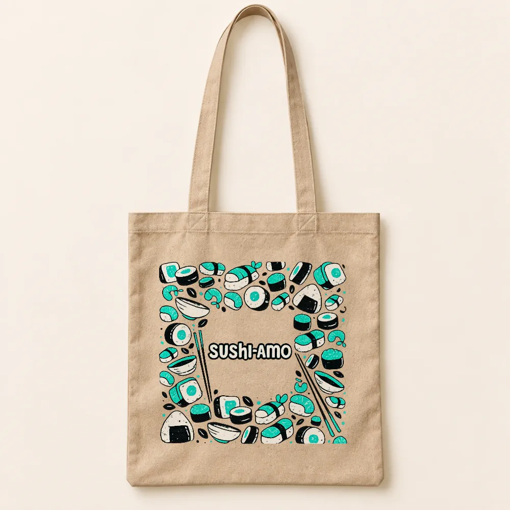 Shopper Sushi-amo con illustrazioni di sushi