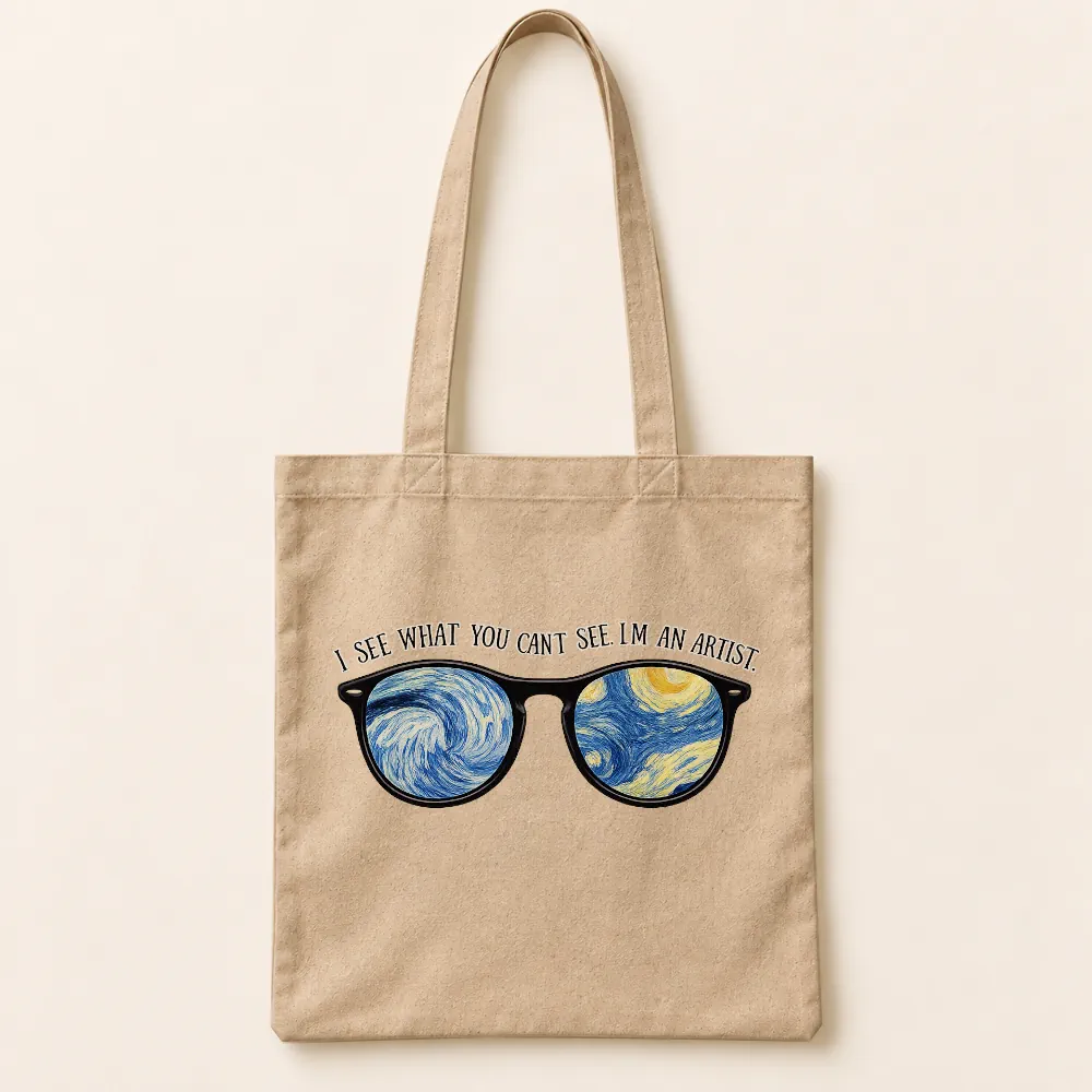 Shopper artistica Occhi d'artista con illustrazione di occhiali
